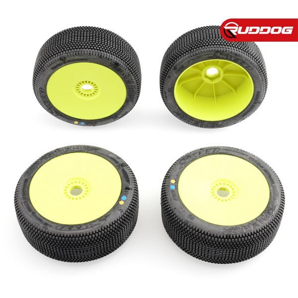 Sweep PIXEL Yellow (Extreme soft) X Pre-glued set tires/Yellow wheels 4pcs Kompletträder Reifen 1/8