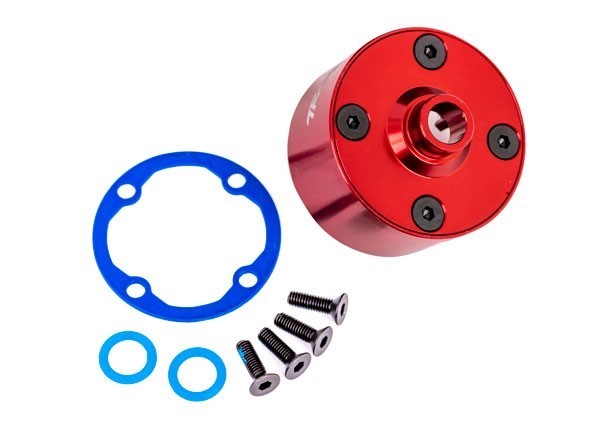 9581R Traxxas Differential Gehäuse Vorne / Hinten / Mitte Alu Rot Sledge