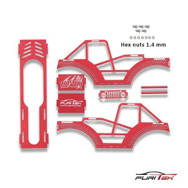 FURITEK RAPTOR ALU FRAME KIT SCX24 CRAWLERS - RED