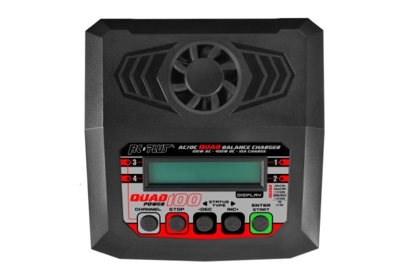 RC Plus - Power Quad 100 Charger - AC 100W - DC 4x 100W - 4x 4S Lixx - 8 Nixx - 16V PB