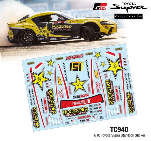 TeamC 1/10 TOYOTA SUPRA STARROCK STICKER Fahrzeug Aufkleber Set 1/10 - 297x210mm (A4)