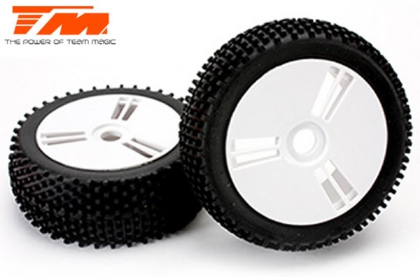 Team Magic Tires - 1/8 Buggy - mounted - white wheels - 17mm hex - Medium (2 pcs)