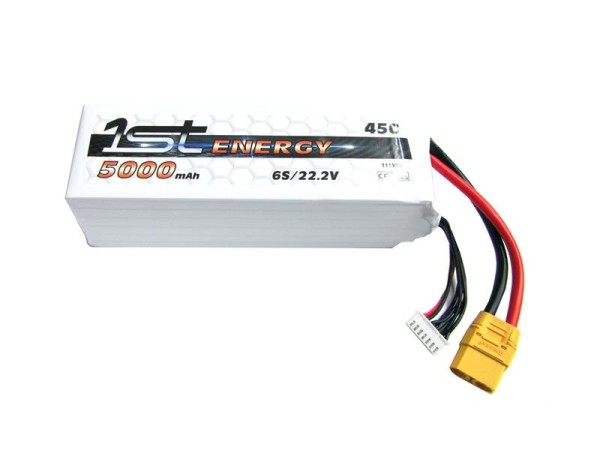 1st Energy LiPo 6S 5000mAh 22.2V 45C - XT90 Stecker