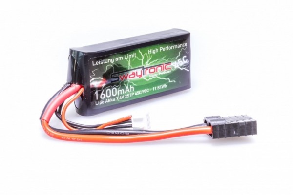 SWAY-TRX LiPo 2S 7.4V 1600mAh 45C Latrax 1/18- Akku - TRX - Traxxas Stecker