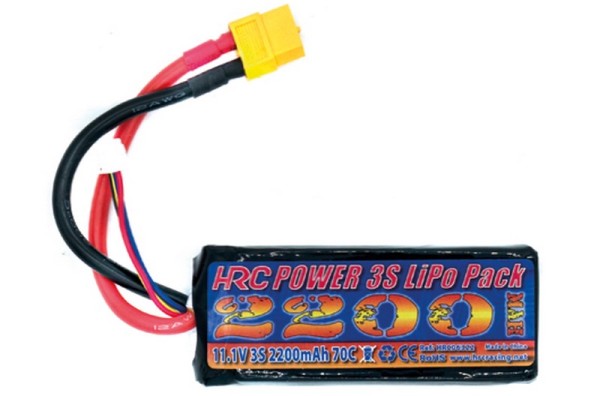 HRC Akku LiPo 3S 11.1V 2200mAh 70C XT60 - 35x26x90mm