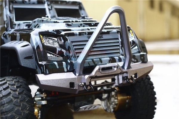 GPM ALU Bumper Vorne Schwarz mit D-Ringen (Spiked Design) Traxxas TRX-4 Defender Bronco Blazer