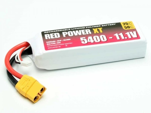 15438 LiPo Akku RED POWER XT 5400 - 11.1V XT90