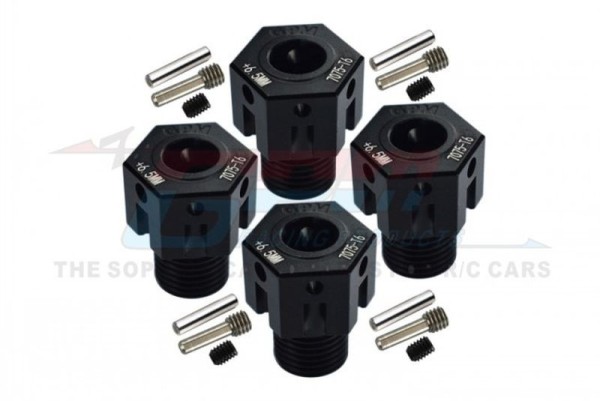 GPM TRX Sledge, MAXX & E-Revo Alu 7075-T6 HEX Adapter Spurverbreiterung Schwarz (4)