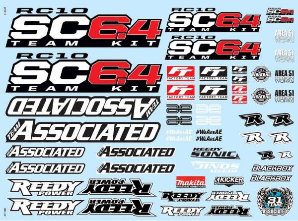 71180 Team Associated RC10SC6.4 Decal Sheet