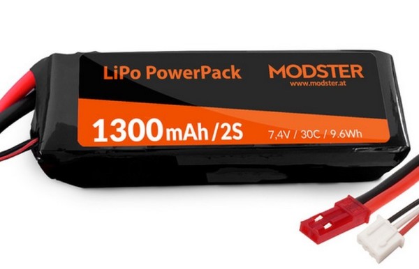 126475 / MD10090 MODSTER LiPo Pack 2S 7.4V 1300 mAh 30C (JST) PowerPack Easy Trainer 1280