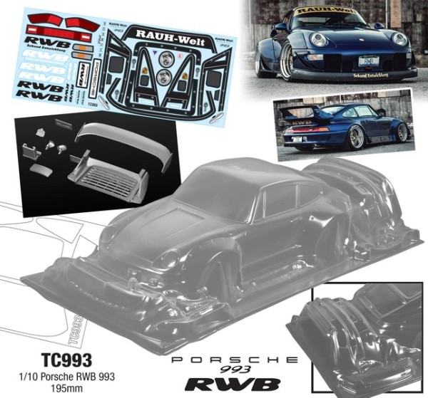 TeamC 1/10 PORSCHE RWB 993 Karosserie 195mm