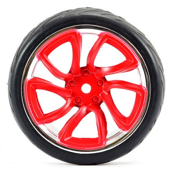 FASTRAX 1/10 STREET TYRE TRI-5 RED/CHROME (4)