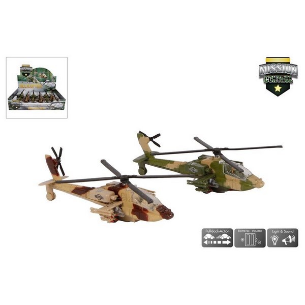 SIVA TOYS Militärhubschrauber Rückzug + Licht + Sound 1/88 2-Fach Sortiert