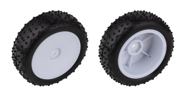 21595 Team Associated Reflex 14 Mini Pin Tires, Narrow Wheels, mounted, white