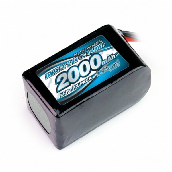 MM-MLI-RH2000FD Muchmore IMPACT Li-Po Battery 2000mAh/7.4V 4C Hmp Size for Receiver