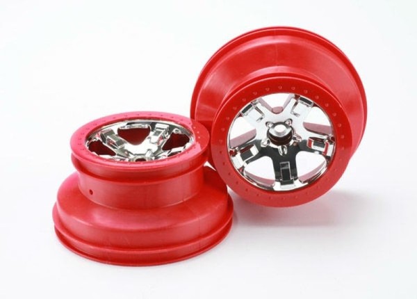 5870 Traxxas Wheels SCT Chrome Red Beadlock