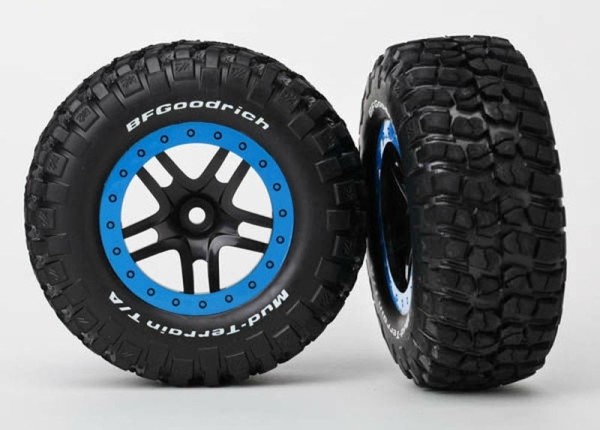 5885A Traxxas Tire / wheel assy glued SCT blue