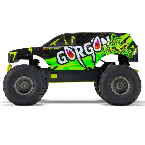 Arrma Gorgon 4x2 MEGA 550 Brushed RTR Monstertruck Gelb mit Akku und Ladegerät