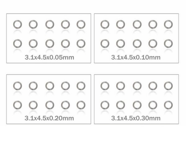 MR33 Shim Washer Set 3mm 0,05 / 0,1 / 0,2 / 0,3mm Distanz Unterlege Passscheiben