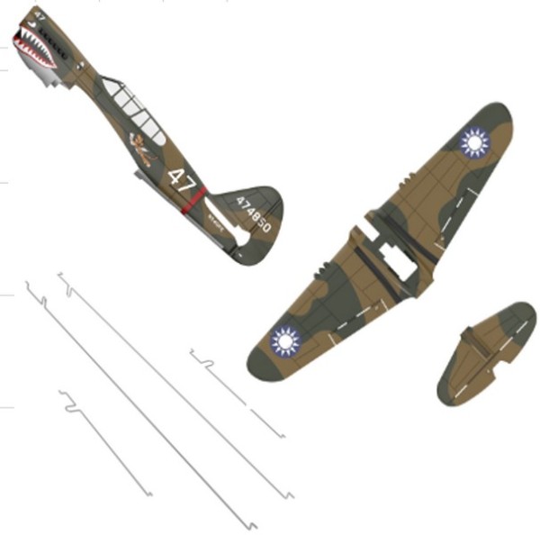 295433 / MD11510 MODSTER MDX P-40 Warhawk: Rumpf+Tragfläche+Höhenleitwerk+Anlenkungsdrähte