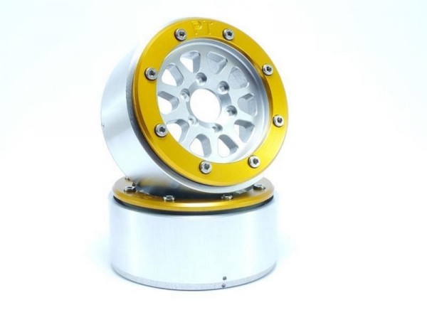 Absima Beadlock Wheels GEAR silber/gold 1.9 (2)