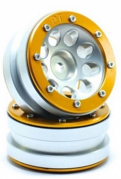 Absima Beadlock Wheels PT-Ecohole Silber/Gold 1.9