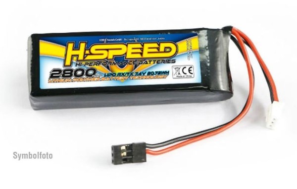 H-Speed 2800MAH 7.4V RX/TX LIPO H-SPEED 85X30X17MM - Sanwa MT-4 - MT-R