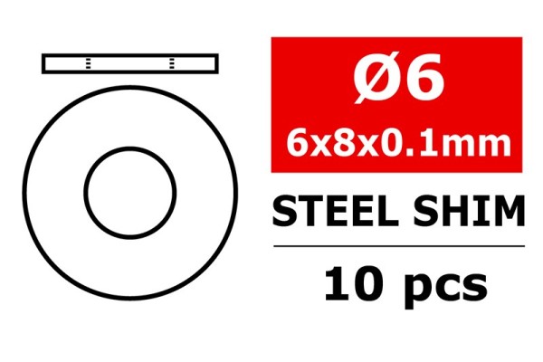 C-3301-06-08-01 Steel Metric Shim - 6x8x0,1mm - 10