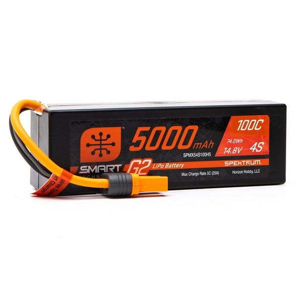 Spektrum 5000mAh 4S 14.8V 100C Hardcase Smart LiPo G2 - IC5