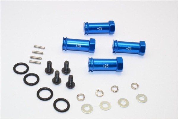 GPM ALU HEX Adapter +25mm Blau (4) Spurverbreiterung für Traxxas 1/10 Modelle