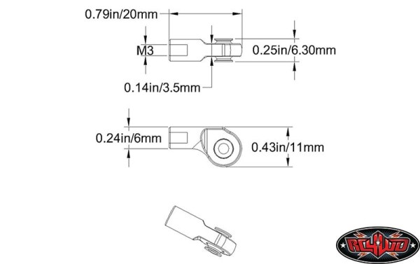 RC4WD M3 Offset Short Plastic Rod End (20x)