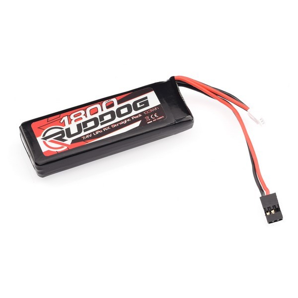 RUDDOG 1800mAh 7.4V LiPo Empfänger / Sender JR Stecker 89x29x12mm