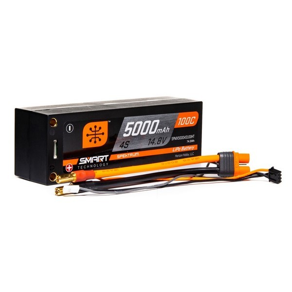 Spektrum 5000mAh 4S 14.8V 100C Smart LiPo Short 5mm