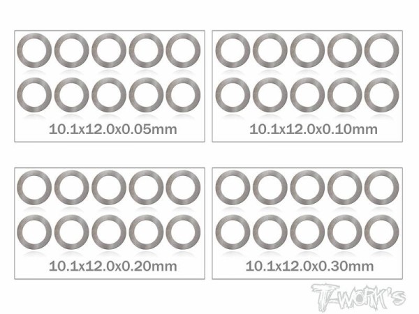 T-Work´s 10mm Shim Washer Set 0,05 / 0,1 / 0,2 / 0