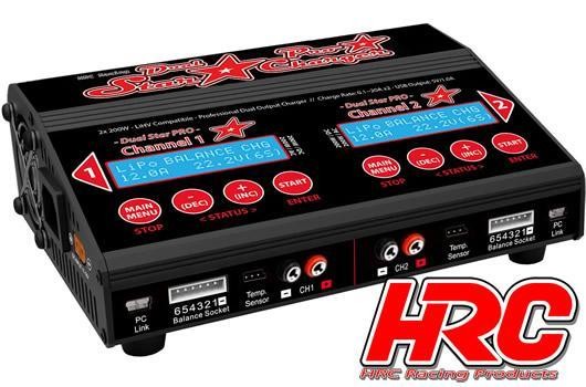 HRC Ladegerät Dual Star Pro V2.0 2x20A - 200W - 12V / 230V - 1A Balance Strom -