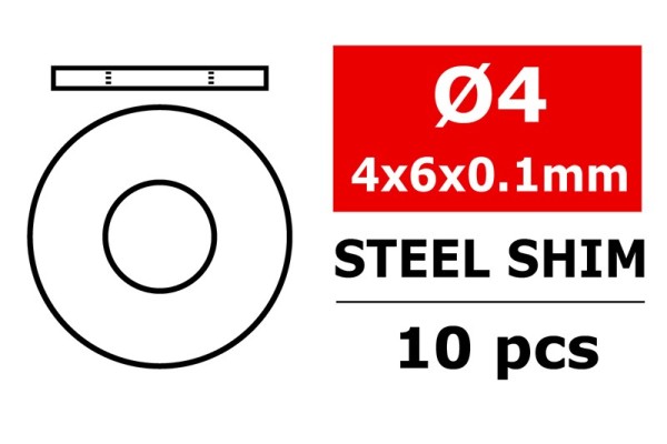 C-3301-04-06-01 Steel Metric Shim - 4x6x0,1mm - 10