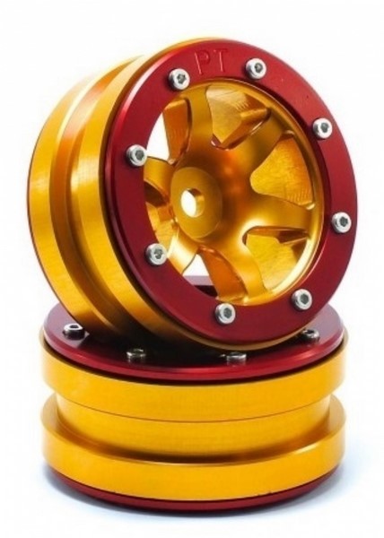 Absima Beadlock Wheels PT-Wave Gold/Rot 1.9