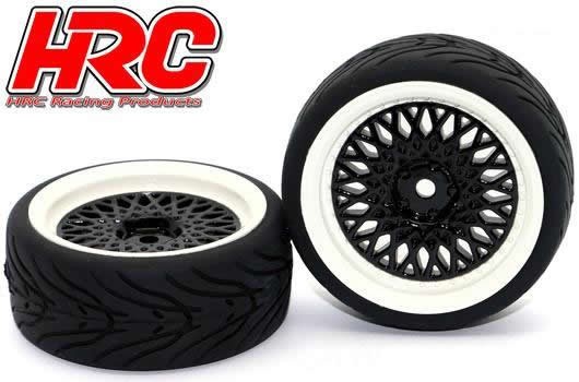 HRC Racing Reifen - 1/10 Touring - montiert - CLS Schwarz/Weiss Felgen - 12mm Hex - HRC Street-V II