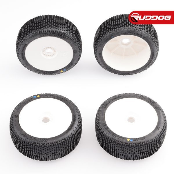 Sweep SWEEPER White (Medium) X Pre-glued set 8th Buggy tires/White wheels 4pcs Kompletträder Reifen