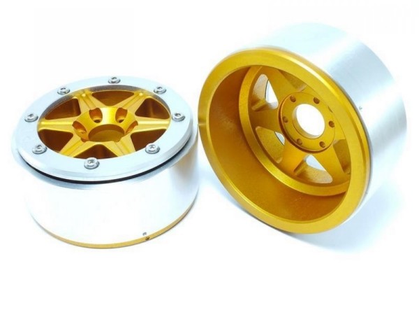 Absima Beadlock Wheels SIXSTAR gold/silber 1.9 (2)