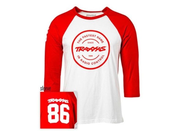 1388-L Traxxas TOKEN RAGLAN WHITE/RED L