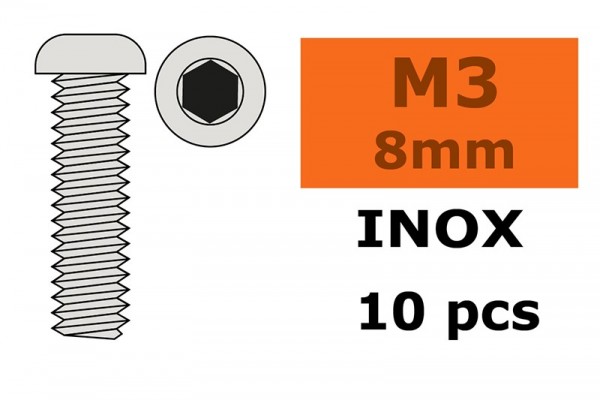 GF0203-002 Linsen-Kopfschraube M3X8 Inox 10x