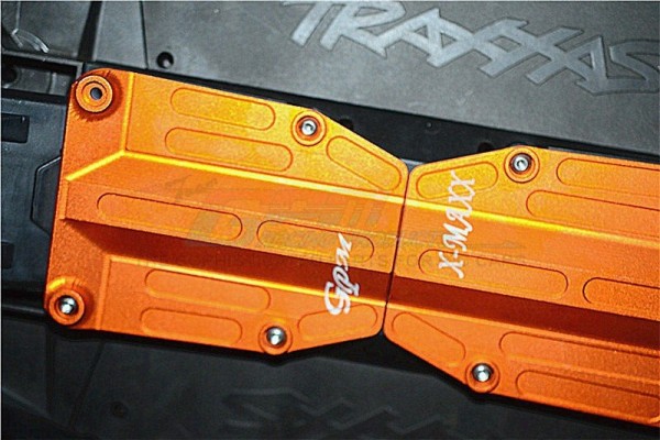 GPM ALU Chassis Schutz Center Skid Plate Orange (2) Traxxas X-Maxx