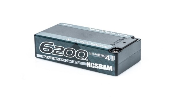 NOSRAM HV Stock Spec Shorty Graphene-4.1 6200mAh Hardcase - 7.6V LiPo - 130C/65C 5mm