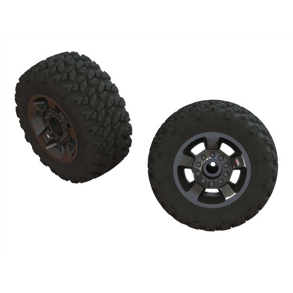 ARA550053 Arrma RAGNAROK MT Front/Rear 2.8 Pre-Mounted Tires, ST, 14mm Hex, Black Chrome (2)