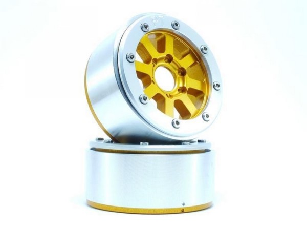 Absima Beadlock Wheels HAMMER gold/silber 1.9 (2)