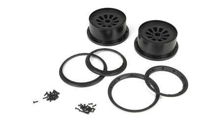 LOSB7034 Wheel & Beadlock Set, Black (2)