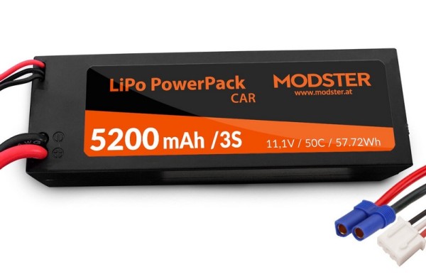 298642 / MD11847 LiPo Pack LiPo Akku 3S 11,1V 5200 mAh 50C (EC5) MODSTER PowerPack Car Hardcase