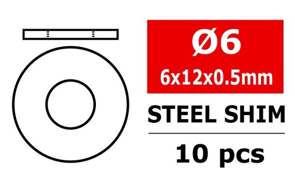 Team Corally Steel Metric Shim 6.0x12x0.5mm (10)