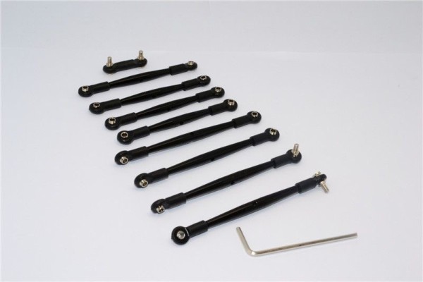 GPM ALU Tie Rod Spurstangen Komplettset Schwarz (9) 1/16 Traxxas E-Revo, Slash, Summit